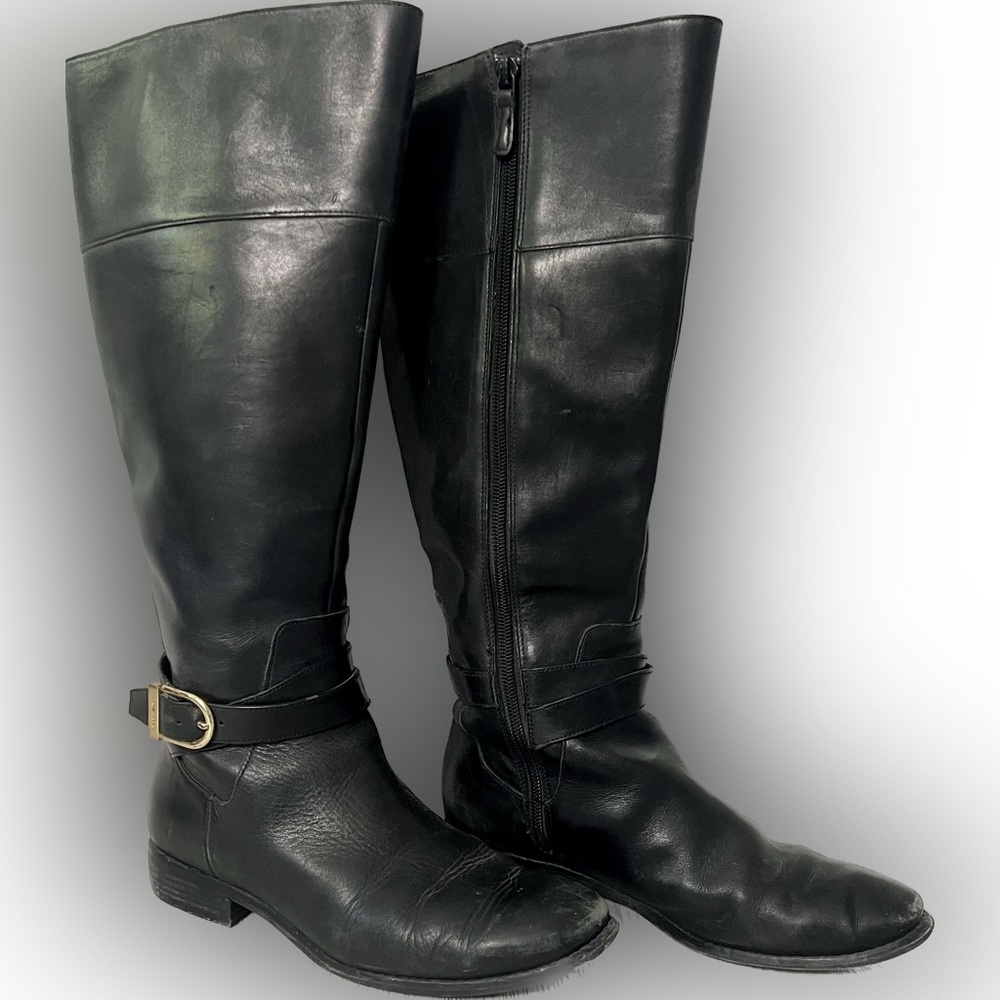 Cole Haan Knee High Leather Boots with Buckle